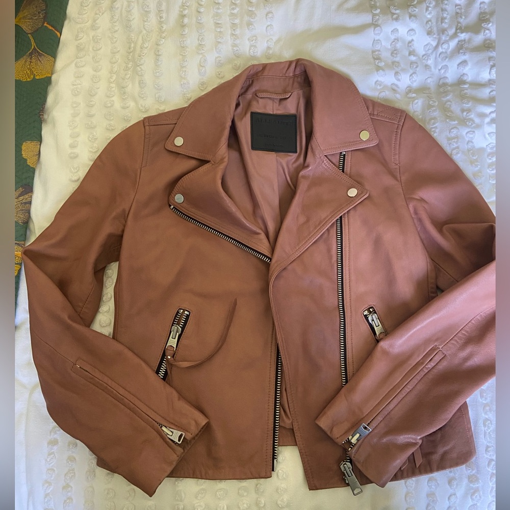 Allsaints Dalby Leather Pink Jacket
